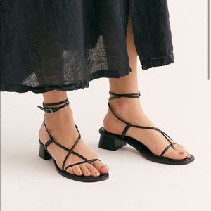 Free people Lunamini block heel black leather 38